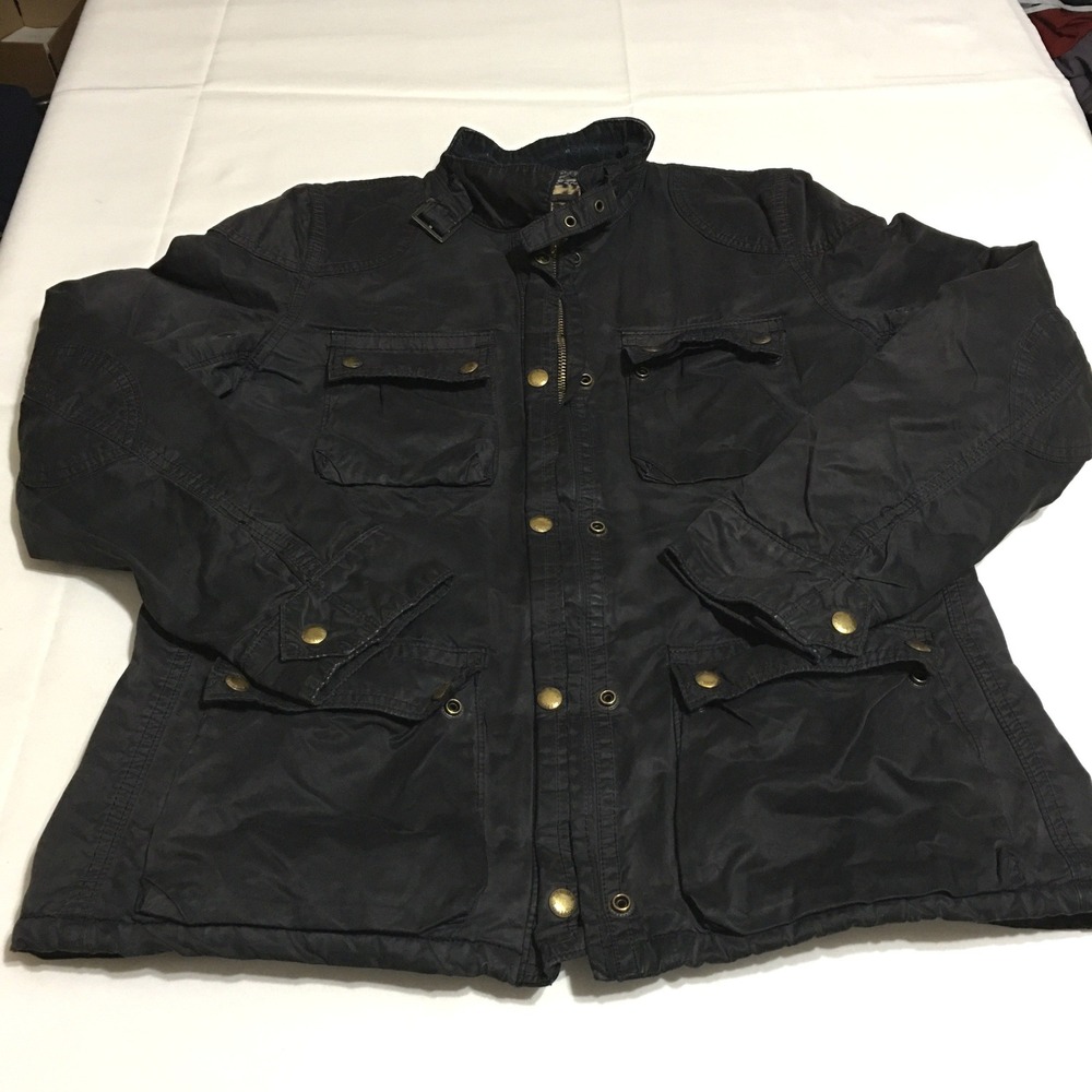 Denim & Supply Ralph Lauren Field Jacket Women Large Black Leopard Print Lining